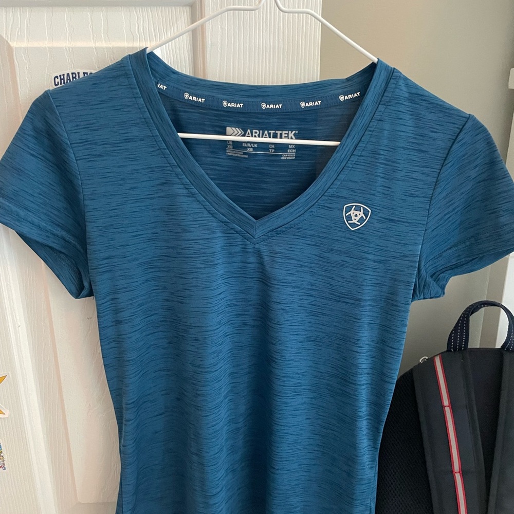 Blue Ariat V-Neck Riding Shirt